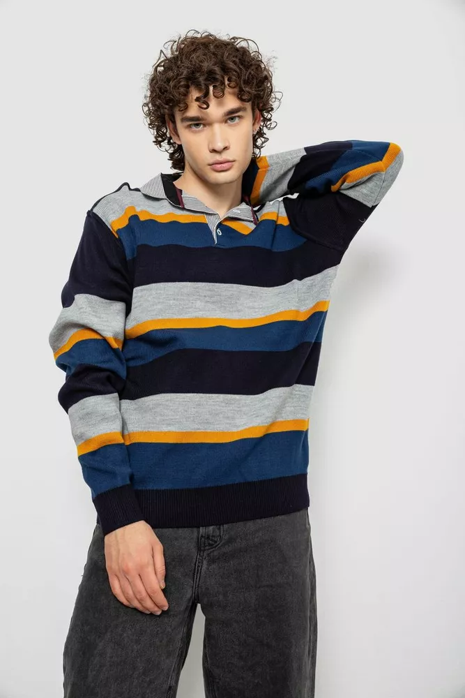 Купить Свитер-обманка мужской, цвет серо-синий, 161R901-2 - Фото №7