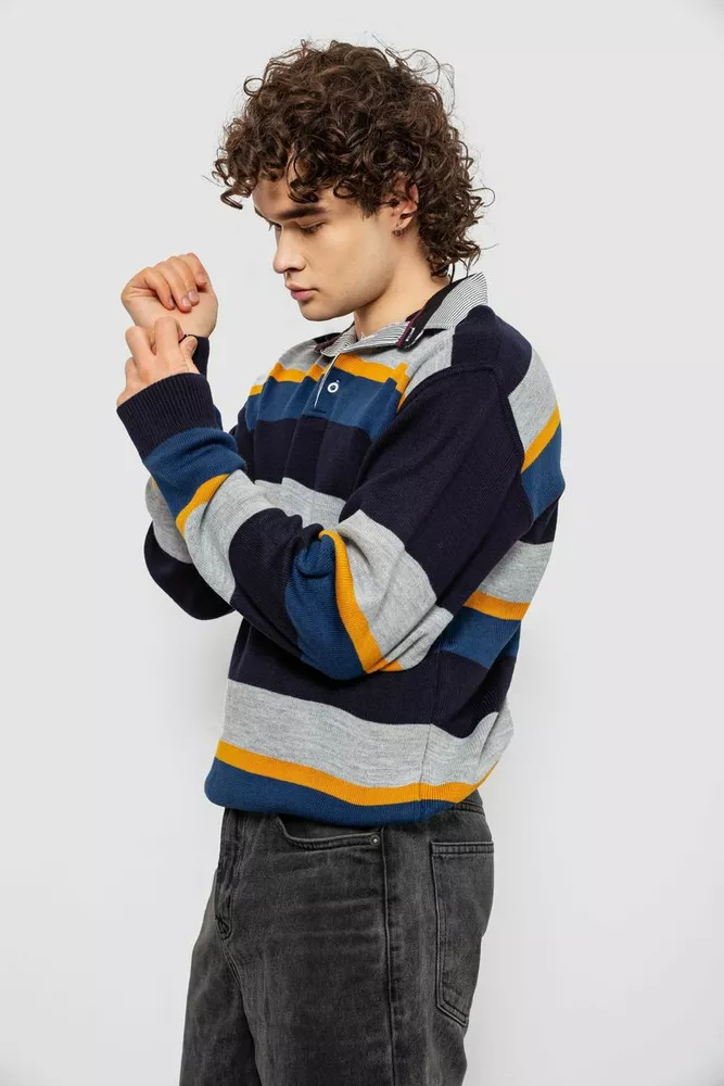 Купить Свитер-обманка мужской, цвет серо-синий, 161R901-2 - Фото №9