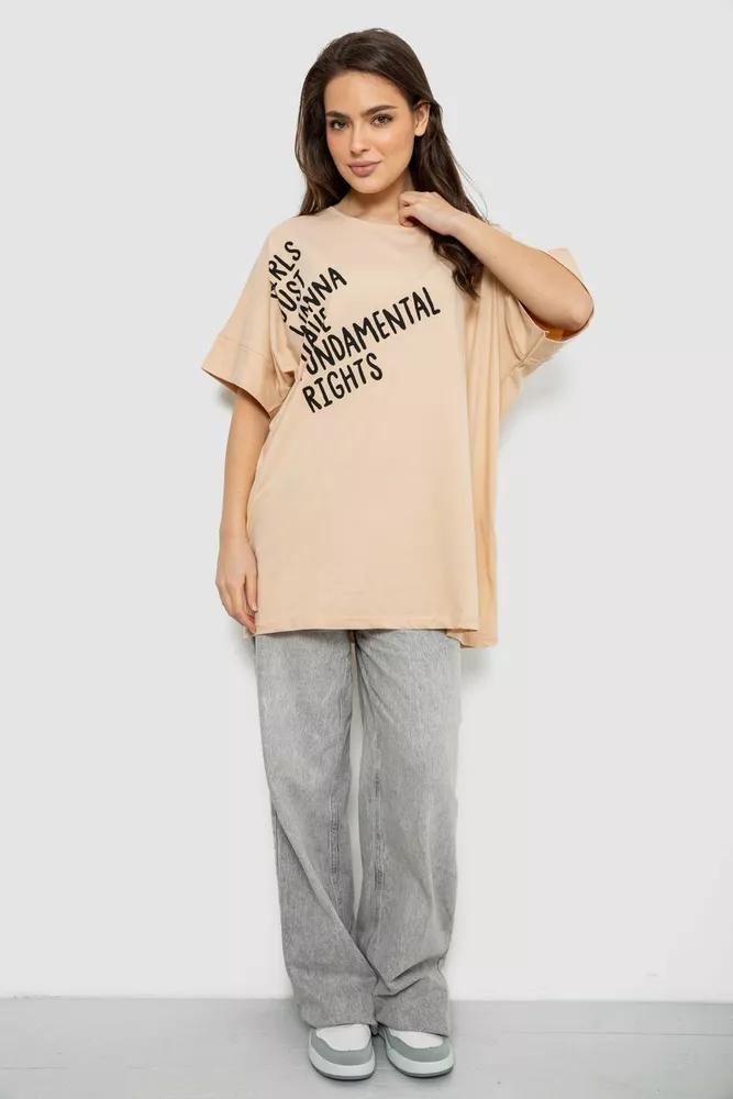 Купить Футболка женская с принтом, цвет светло-бежевый, 244R4001 - Фото №2