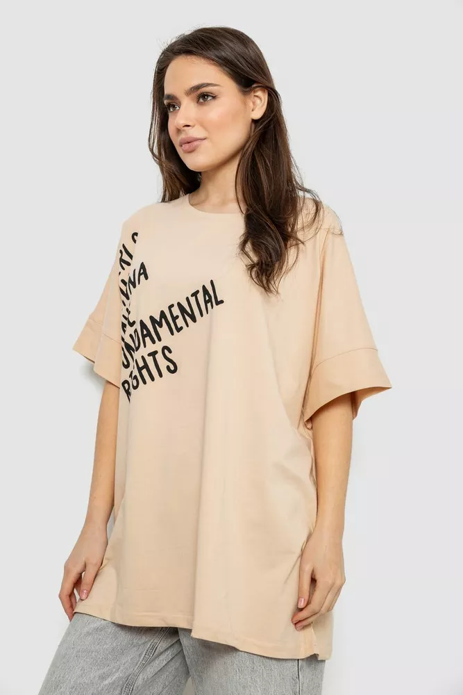 Купить Футболка женская с принтом, цвет светло-бежевый, 244R4001 - Фото №3