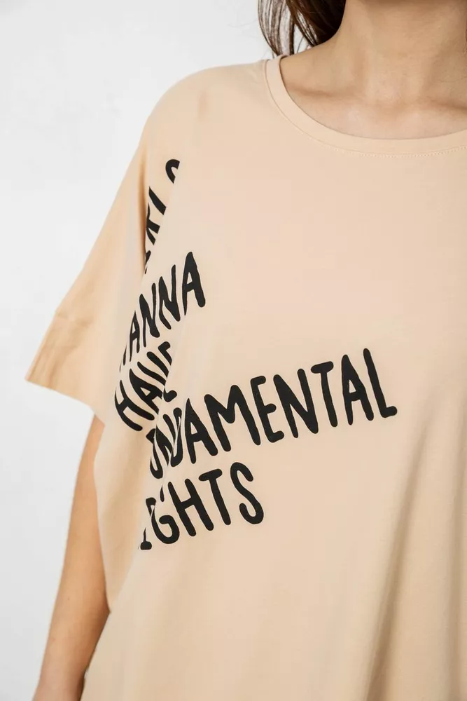 Купить Футболка женская с принтом, цвет светло-бежевый, 244R4001 - Фото №5