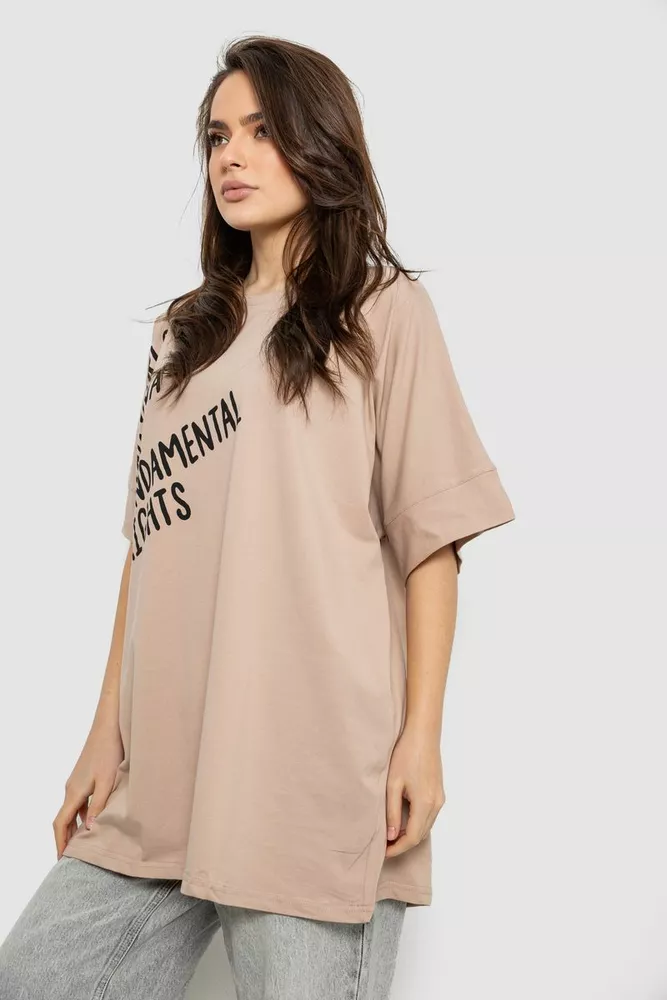 Купити Футболка жіноча з принтом, колір бежевий, 244R4001 - Фото №3