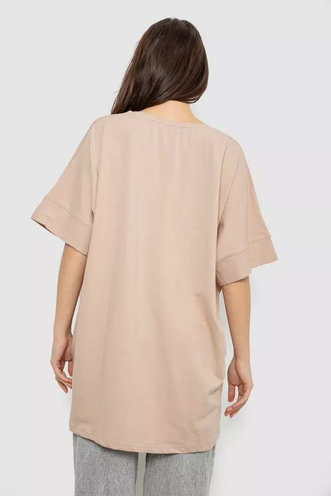 Купити Футболка жіноча з принтом, колір бежевий, 244R4001 - Фото №4