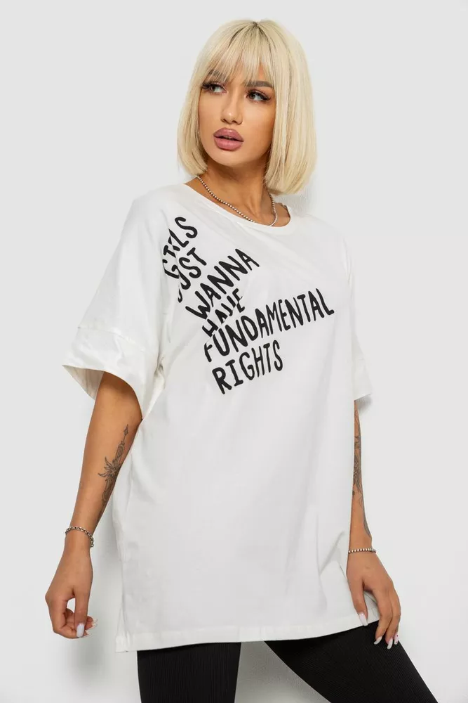 Купить Футболка женская с принтом, цвет молочный, 244R4001 - Фото №3