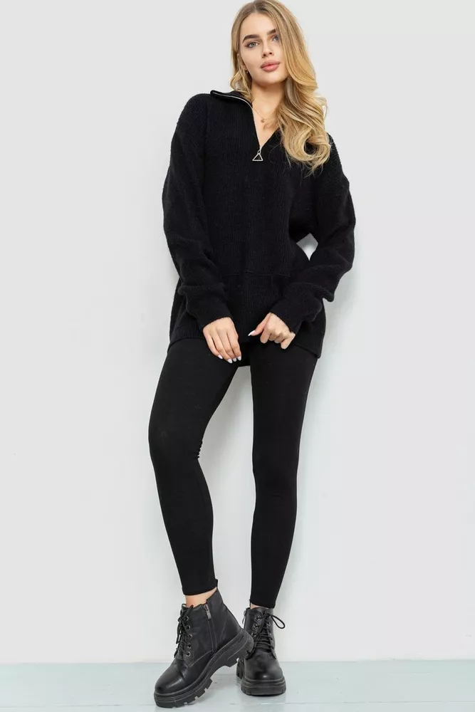 Купити Светр жіночий oversize, колір чорний, 204R169 - Фото №2