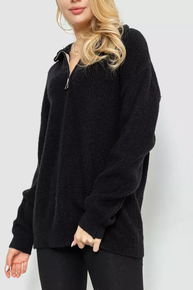 Купити Светр жіночий oversize, колір чорний, 204R169 - Фото №3