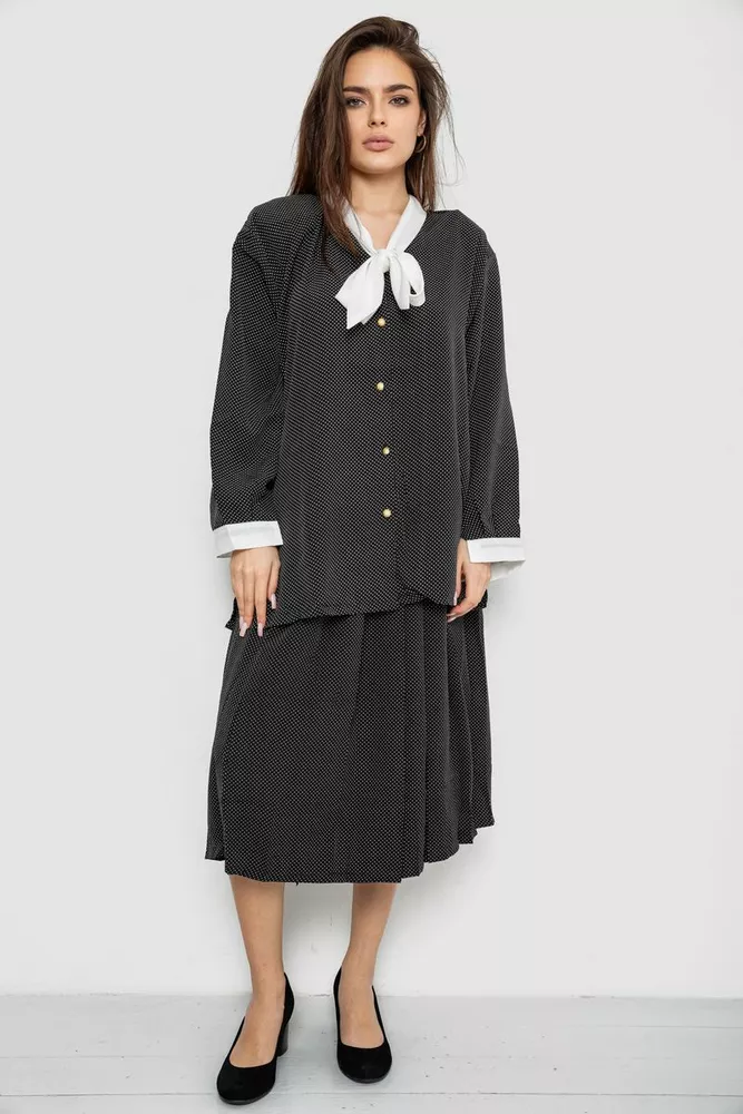 Купити Костюм жіночий класичний у горох, колір чорно-білий, 167R3002 оптом - Фото №1