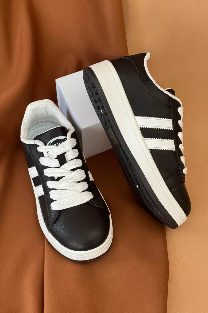 Купить Кеди женские, цвет черно-белый, 248RJH100-4 оптом - Фото №3