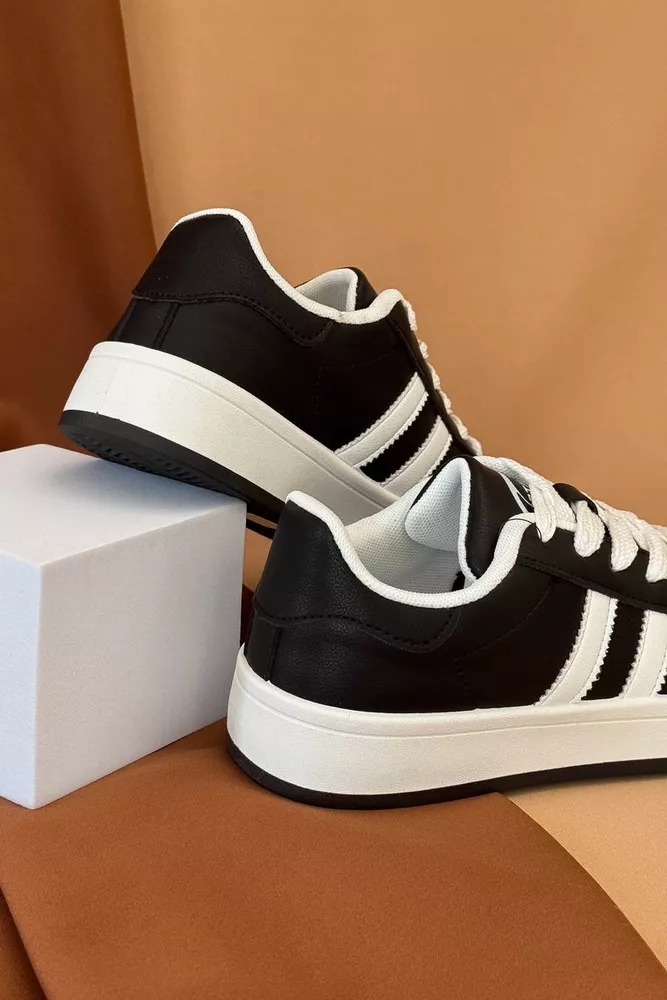 Купить Кеди женские, цвет черно-белый, 248RJH100-4 оптом - Фото №4