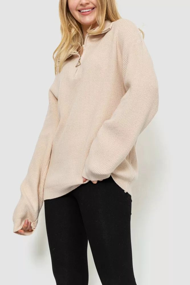 Купити Светр жіночий oversize, колір світло-бежевий, 204R169 оптом - Фото №3