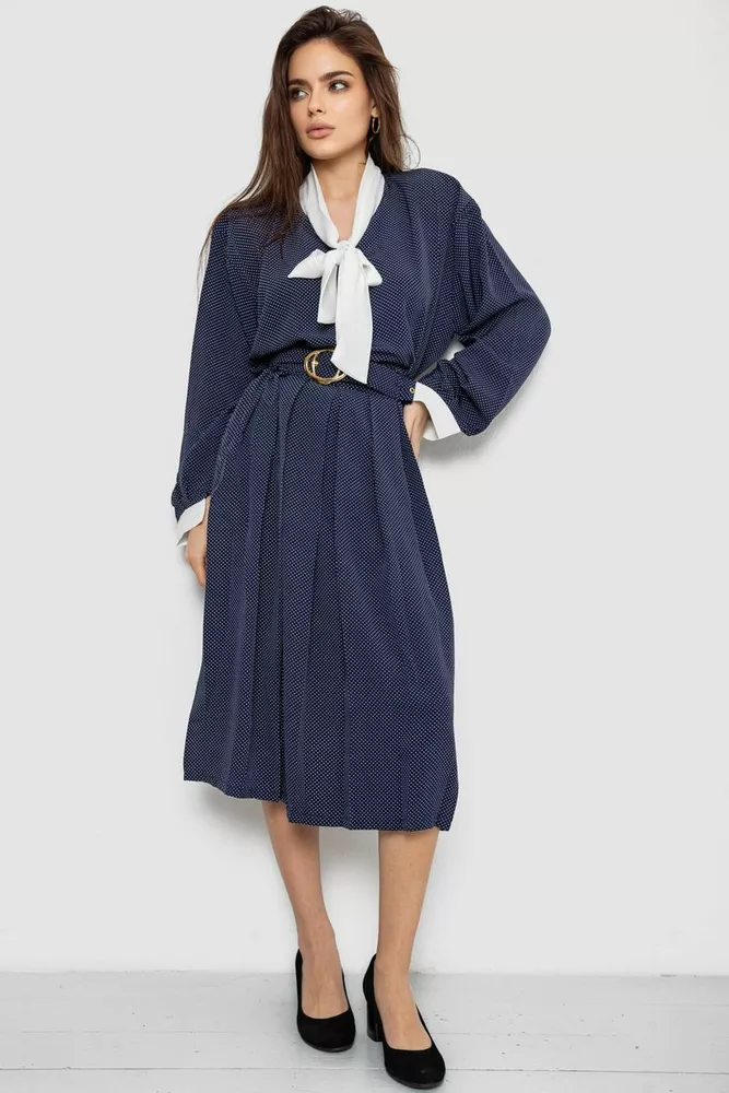 Купити Костюм жіночий класичний у горох, колір синьо-білий, 167R3002 оптом - Фото №1
