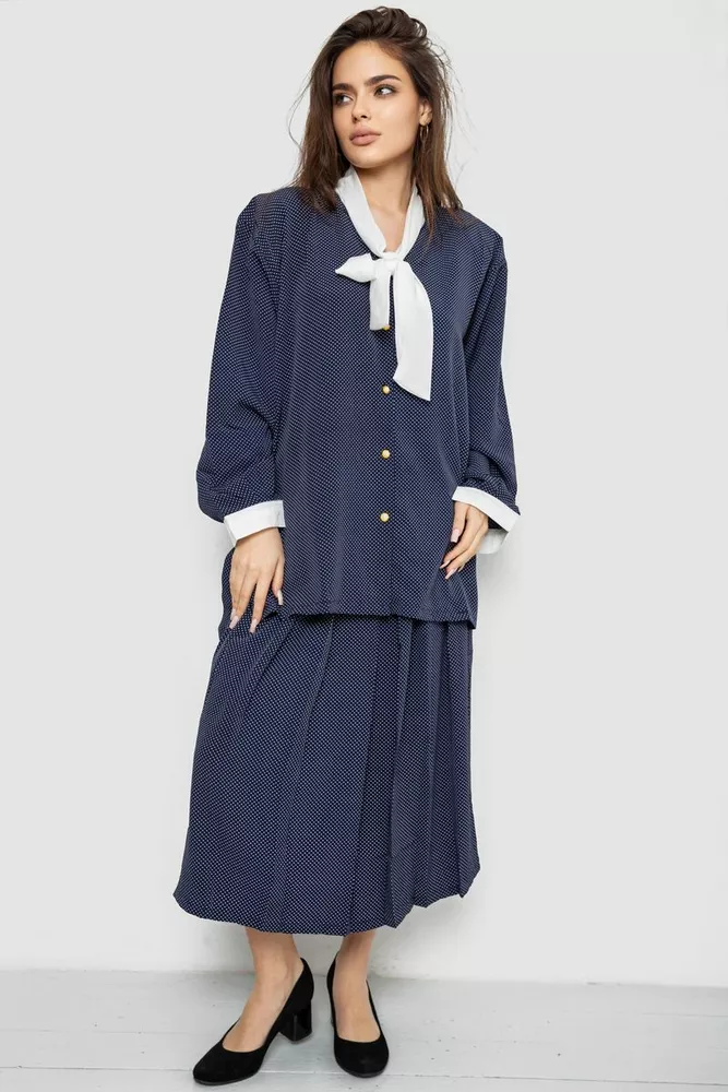 Купити Костюм жіночий класичний у горох, колір синьо-білий, 167R3002 оптом - Фото №2