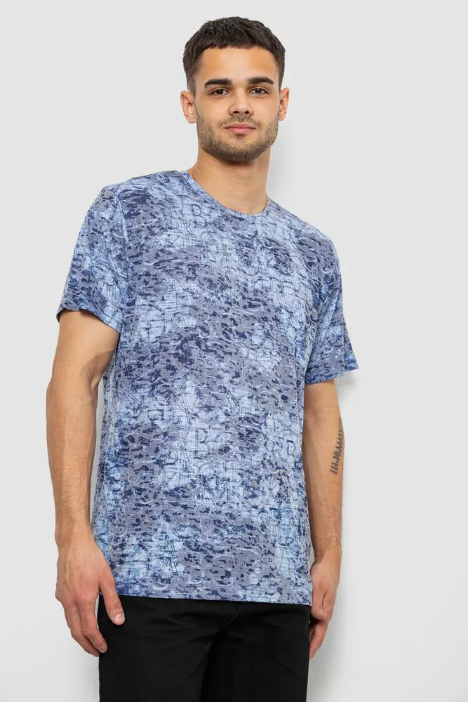 Купить Футболка мужская с принтом, цвет джинс, 244R5517 - Фото №3