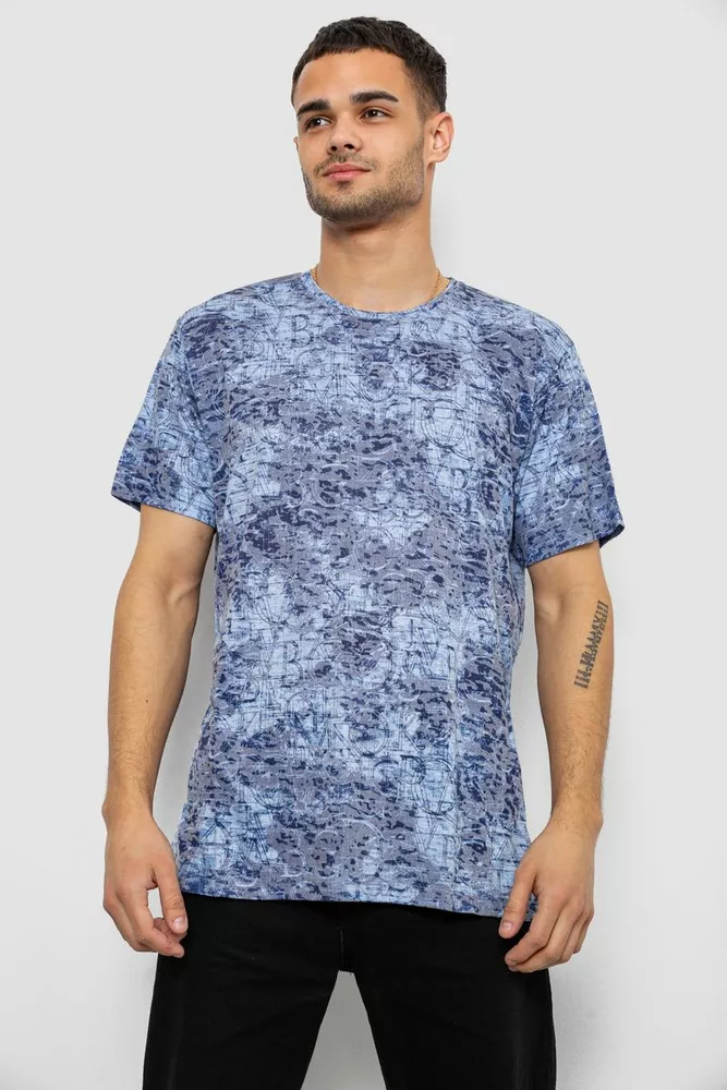 Купить Футболка мужская с принтом, цвет джинс, 244R5517 - Фото №1
