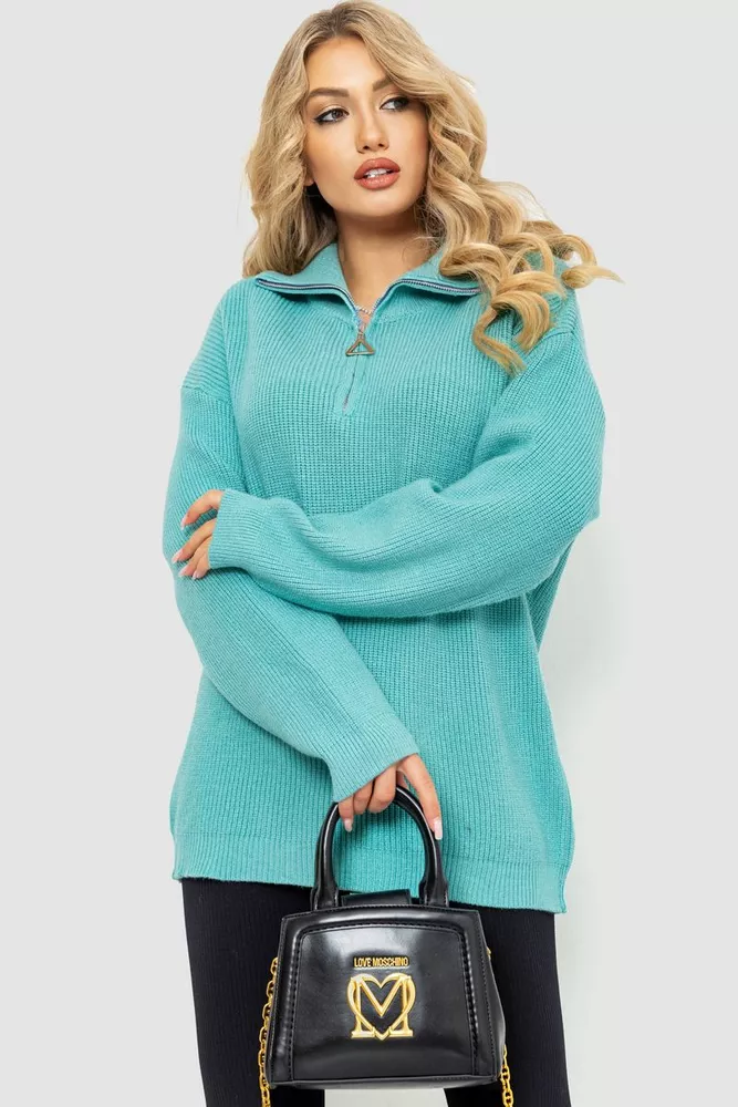 Купити Светр жіночий oversize, колір світло-м'ятний, 204R169 оптом - Фото №1