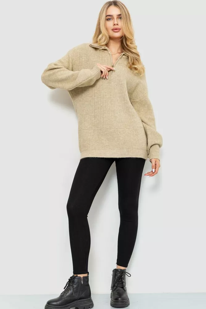 Купити Светр жіночий oversize, колір бежевий, 204R169 - Фото №2