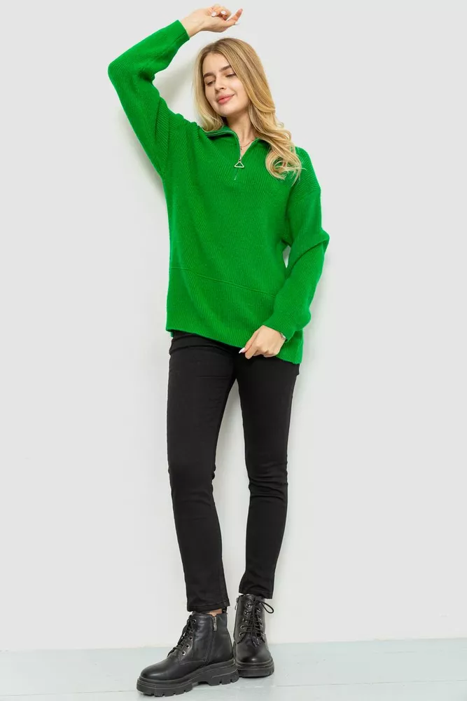 Купити Светр жіночий oversize, колір зелений, 204R169 - Фото №2