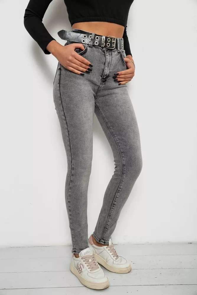 Купити Джинси жіночі Skinny, колір сірий, 244R00624 оптом - Фото №3