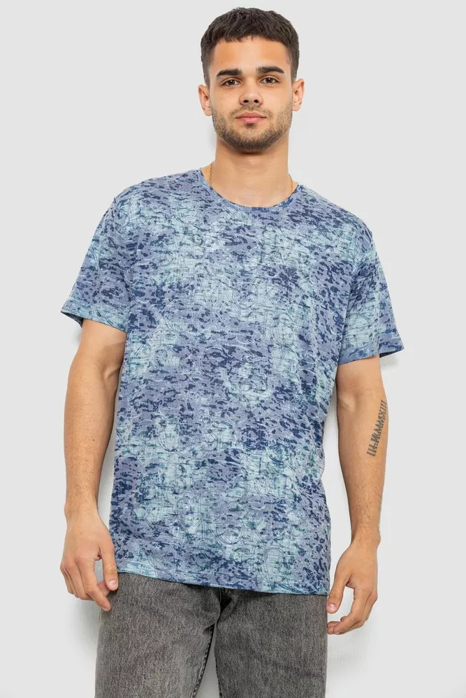 Купить Футболка мужская с принтом, цвет синий, 244R5517 - Фото №1