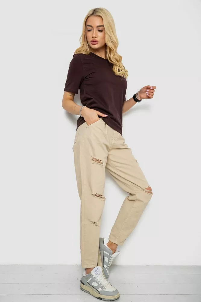 Купити Футболка жіноча однотонна  -уцінка, колір шоколадний, 241R1800-U-12 - Фото №2