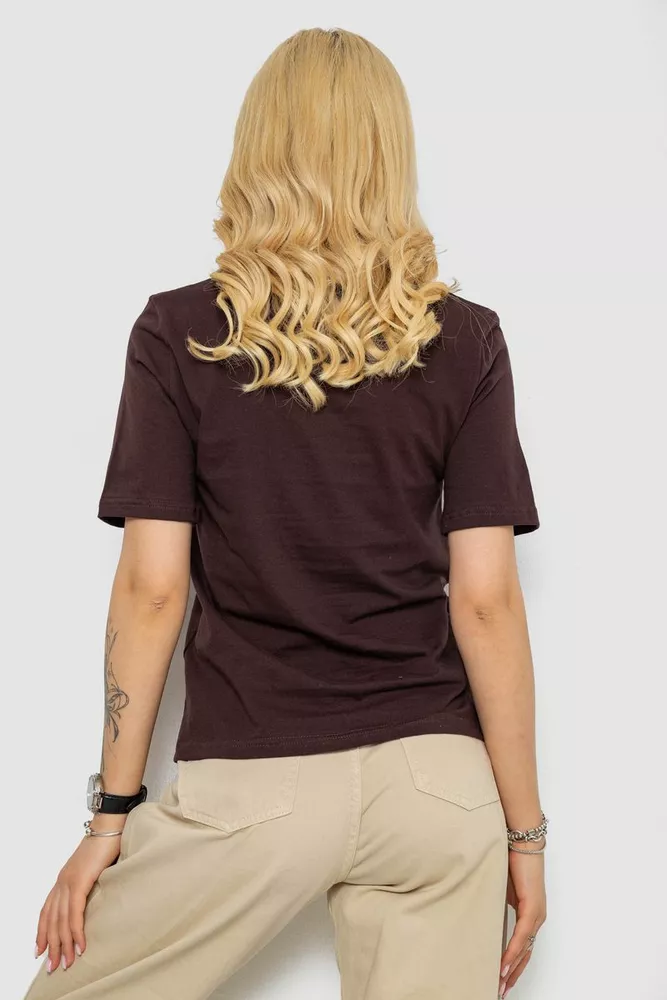 Купити Футболка жіноча однотонна  -уцінка, колір шоколадний, 241R1800-U-12 - Фото №4