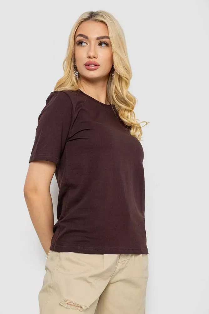 Купити Футболка жіноча однотонна  -уцінка, колір шоколадний, 241R1800-U-13 - Фото №3