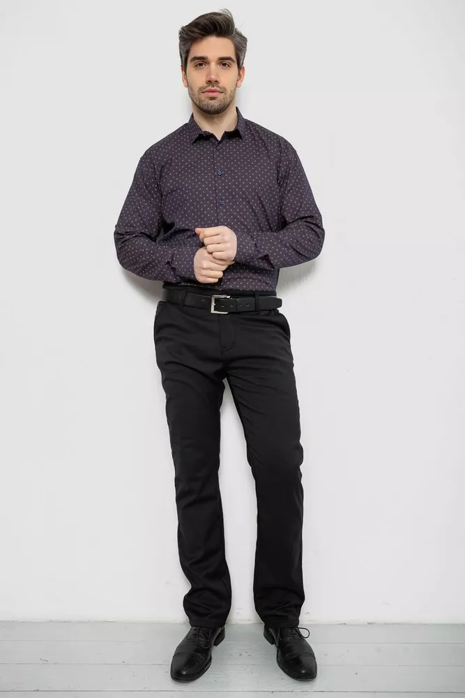 Купить Рубашка мужская однотонная с принтом, цвет коричневый, 186R2082 - Фото №2