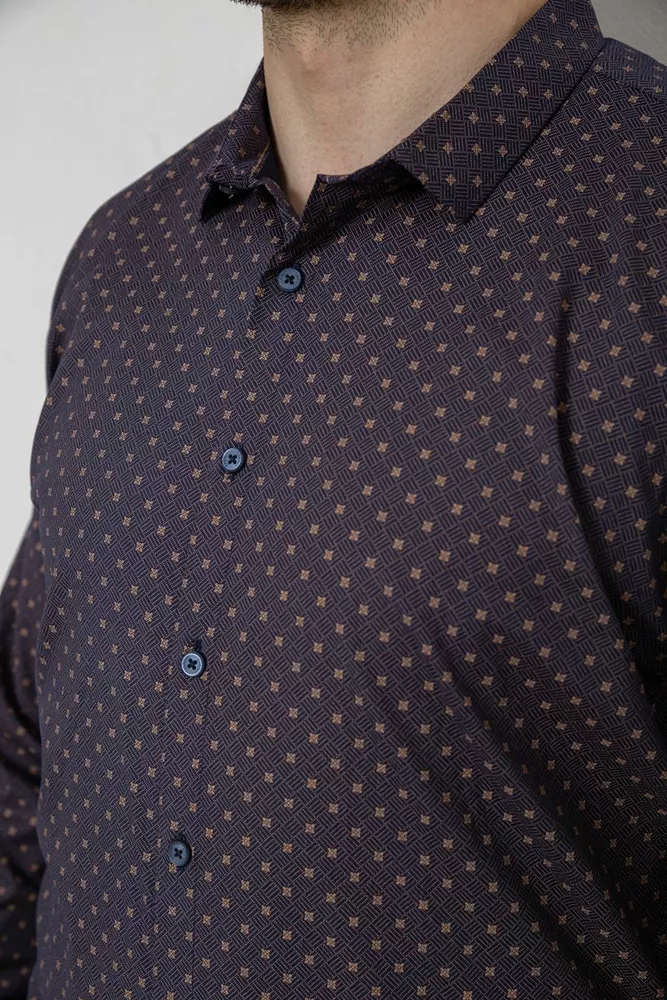 Купить Рубашка мужская однотонная с принтом, цвет коричневый, 186R2082 - Фото №5