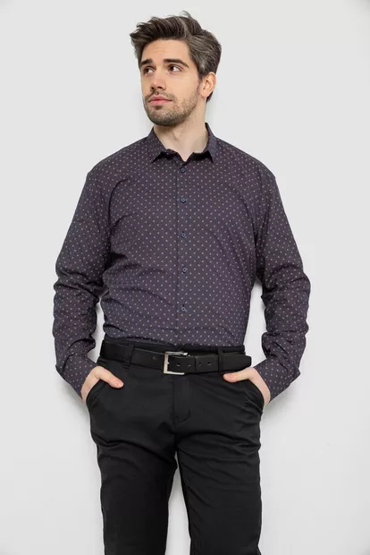 Рубашка мужская однотонная с принтом, цвет коричневый, 186R2082