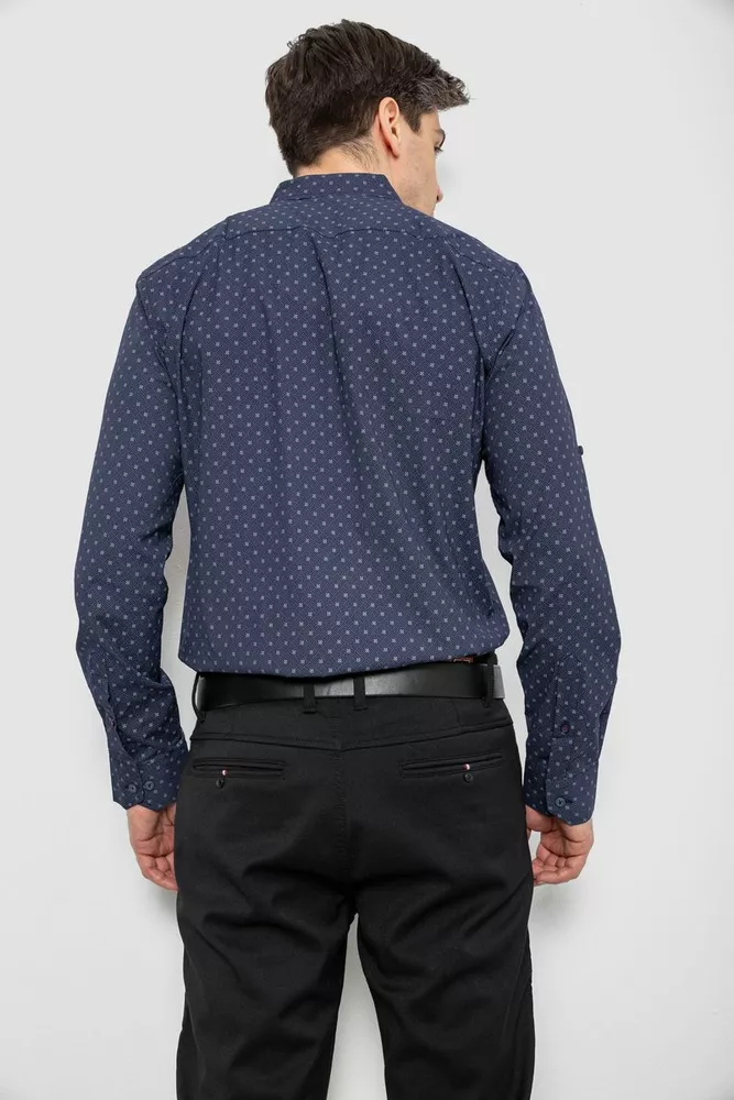 Купити Сорочка чоловіча однотонна з принтом, колір синій, 186R2082 - Фото №4