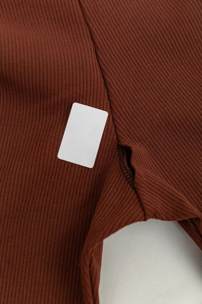 Купити Лосини жіночі в рубчик на флісі  -уцінка, колір шоколадний, 205R706-U-5 - Фото №2