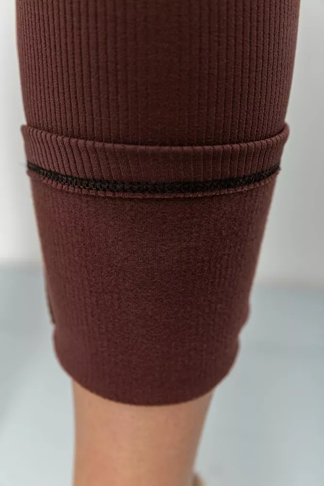 Купити Лосини жіночі в рубчик на флісі  -уцінка, колір шоколадний, 205R706-U-5 - Фото №7