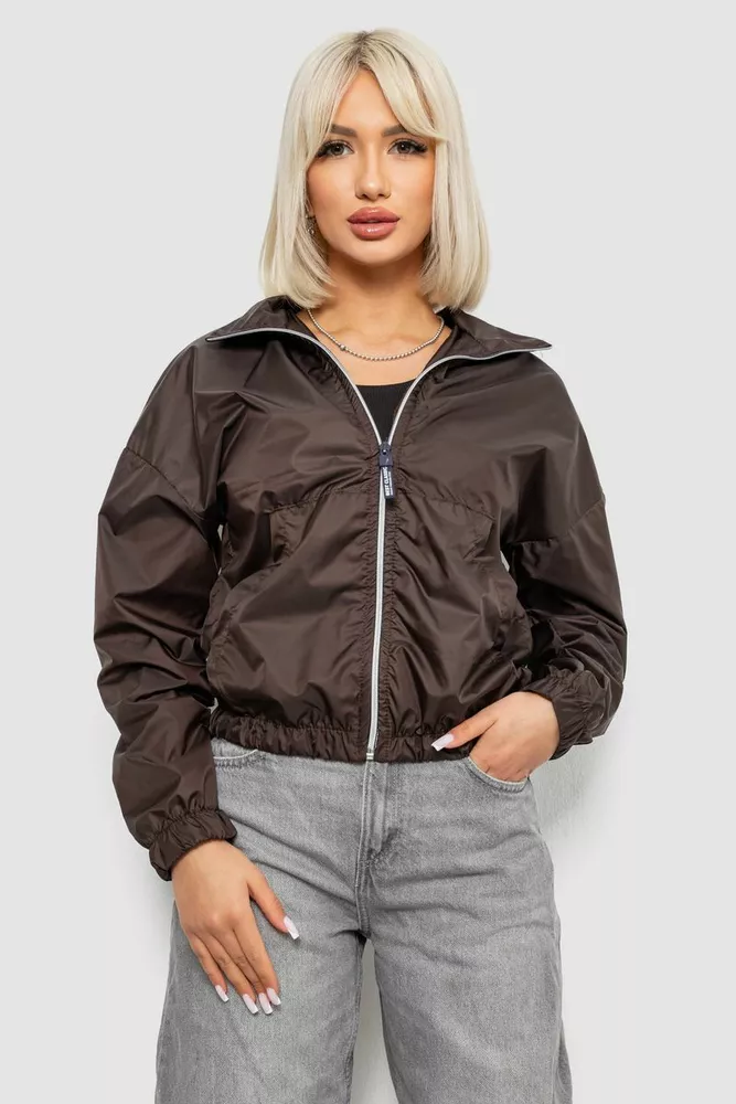 Купить Ветровка женская однотонная без подкладки, цвет шоколадный, 257R362 - Фото №1