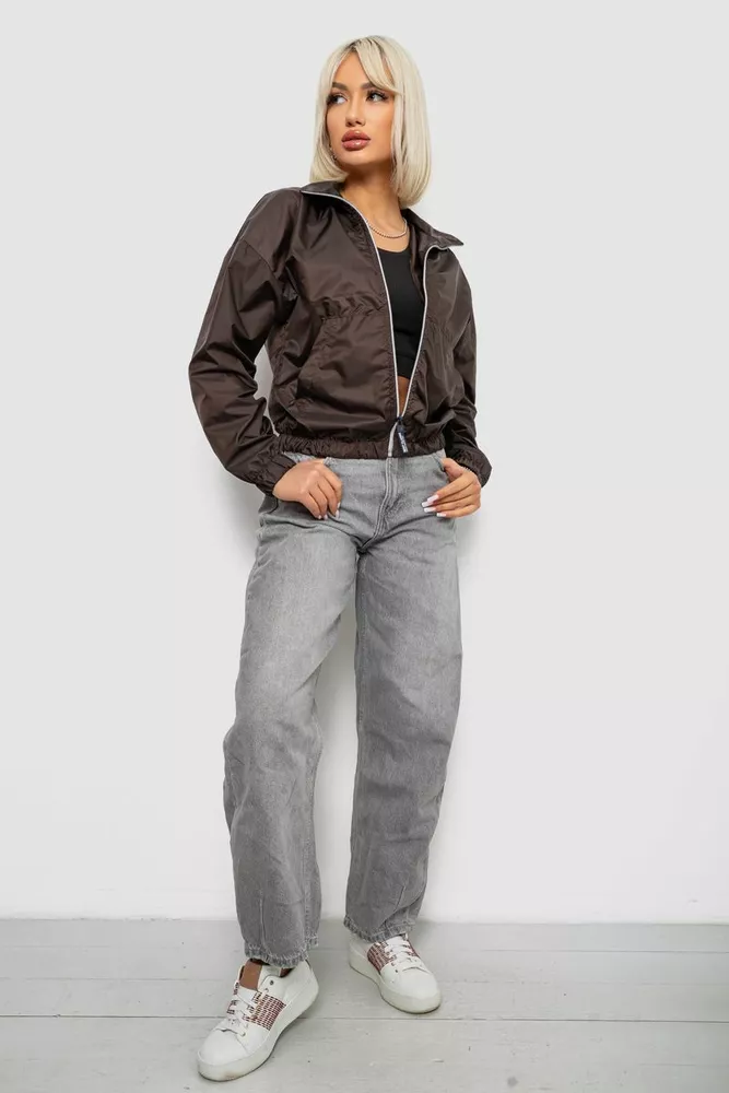 Купить Ветровка женская однотонная без подкладки, цвет шоколадный, 257R362 - Фото №2