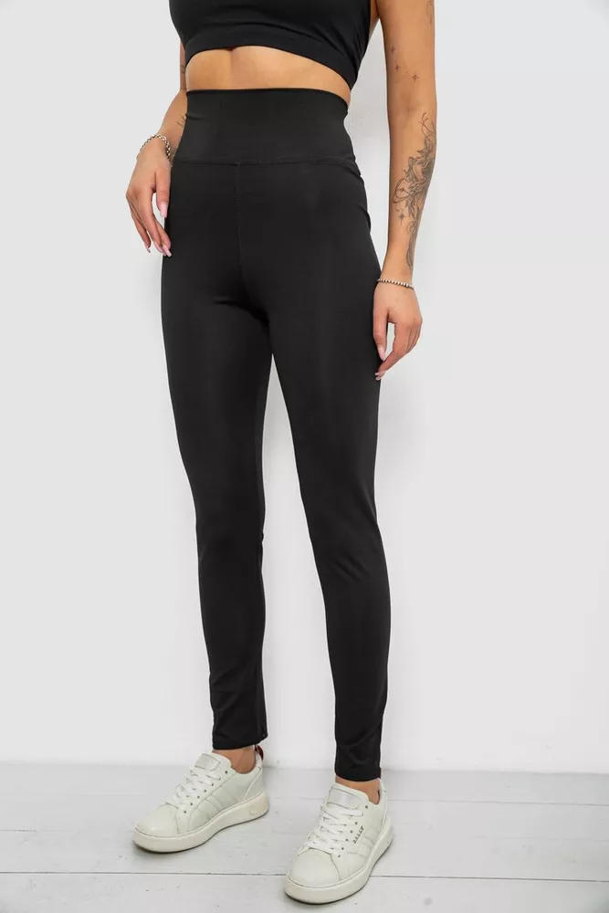 Купити Лосини жіночі однотонні, колір чорний, 214R337 оптом - Фото №3