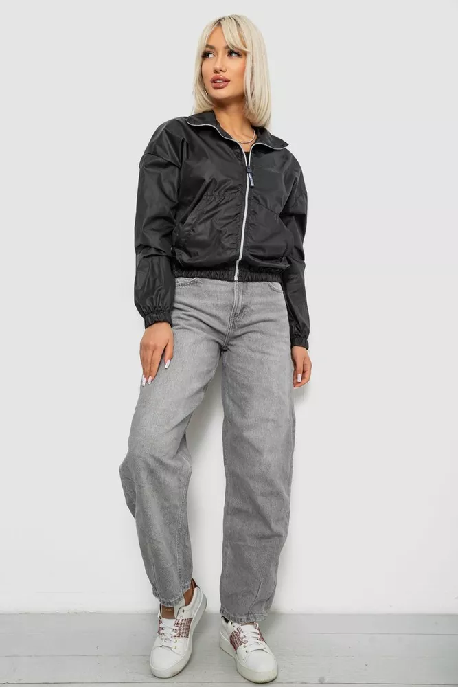 Купить Ветровка женская однотонная без подкладки, цвет черный, 257R362 - Фото №2