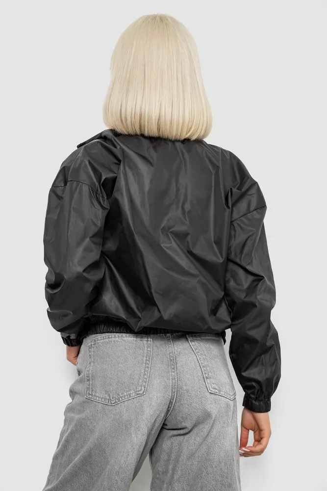 Купить Ветровка женская однотонная без подкладки, цвет черный, 257R362 - Фото №4