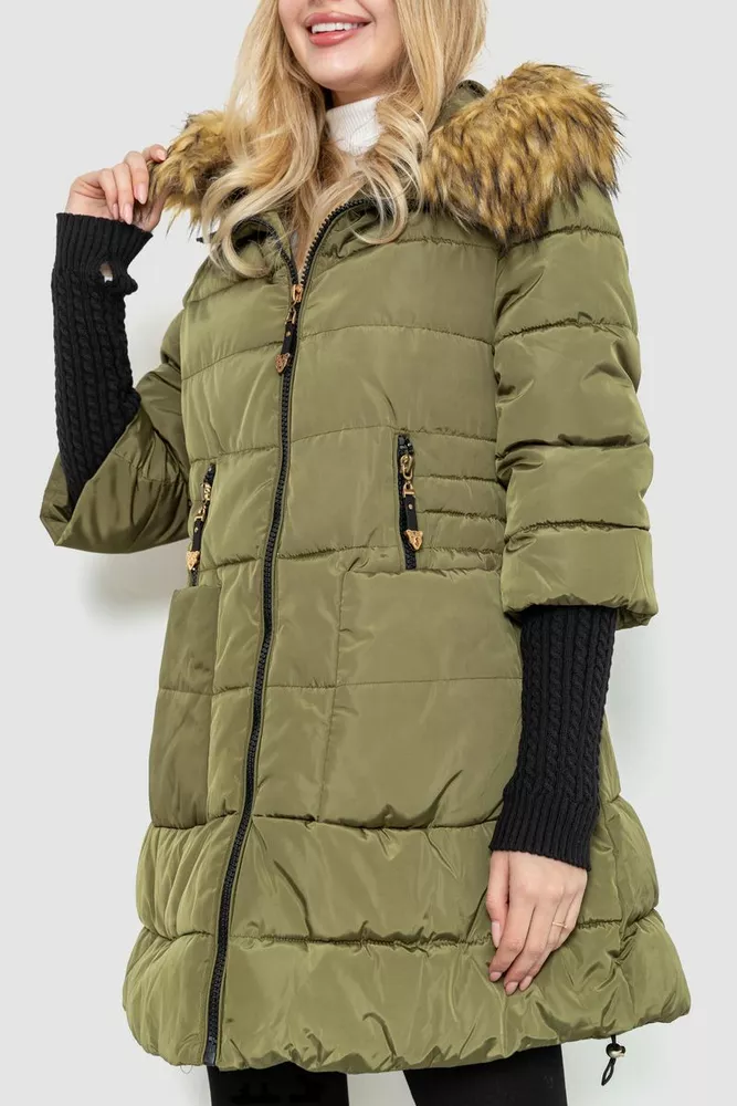 Купити Куртка жіноча  -уцінка, колір хакі, 235R808-U - Фото №4