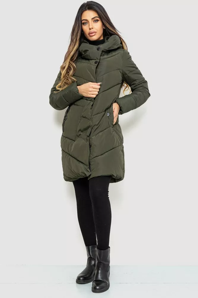 Купити Куртка жіноча прямого крою  -уцінка, колір хакі, 235R1816-U - Фото №3