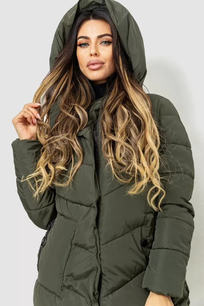 Купити Куртка жіноча прямого крою  -уцінка, колір хакі, 235R1816-U - Фото №7