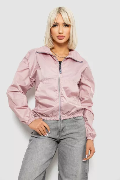 Вітровка жіноча однотонна без підкладки, колір пудровий, 257R362