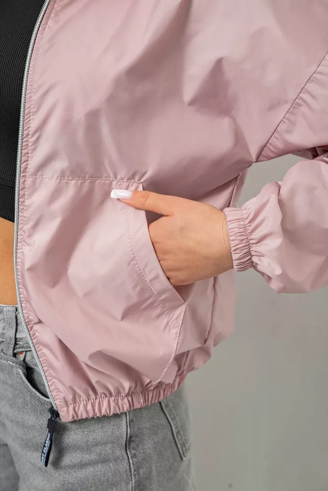 Купить Ветровка женская однотонная без подкладки, цвет пудровый, 257R362 - Фото №5