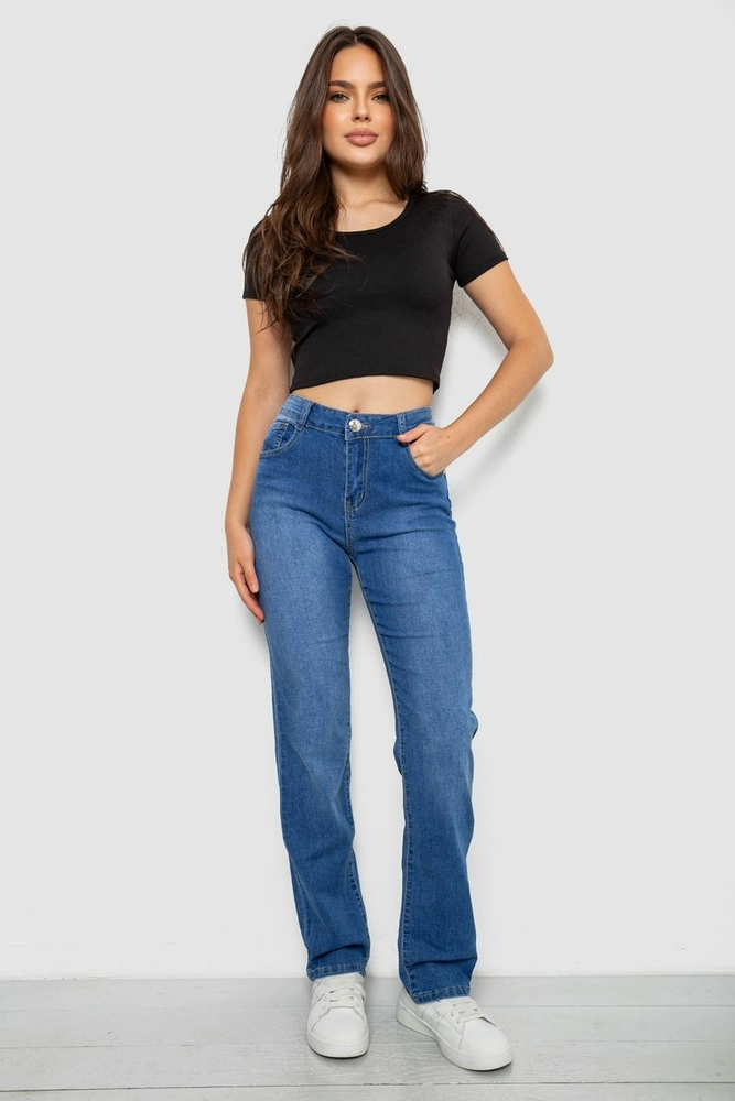 Купить Джинсы женские  однотонные Straight, цвет синий, 244RAC6000 - Фото №2