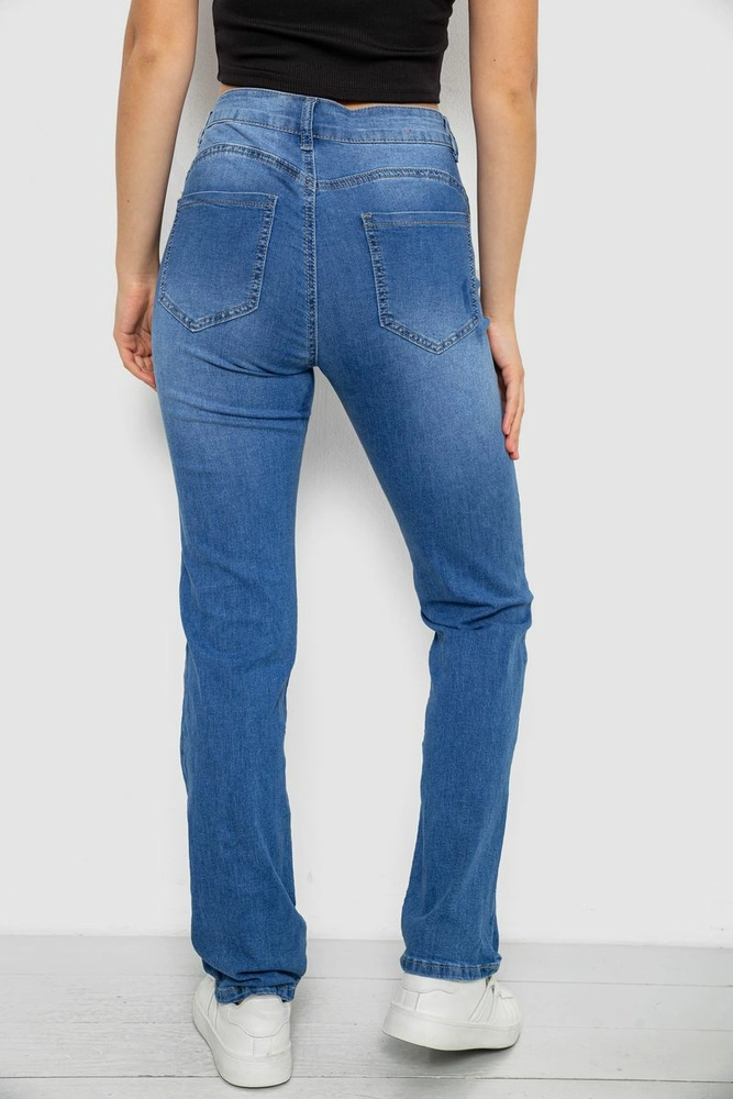 Купить Джинсы женские  однотонные Straight, цвет синий, 244RAC6000 - Фото №4