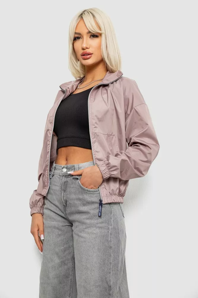 Купити Вітровка жіноча однотонна без підкладки, колір мокко, 257R362 - Фото №3