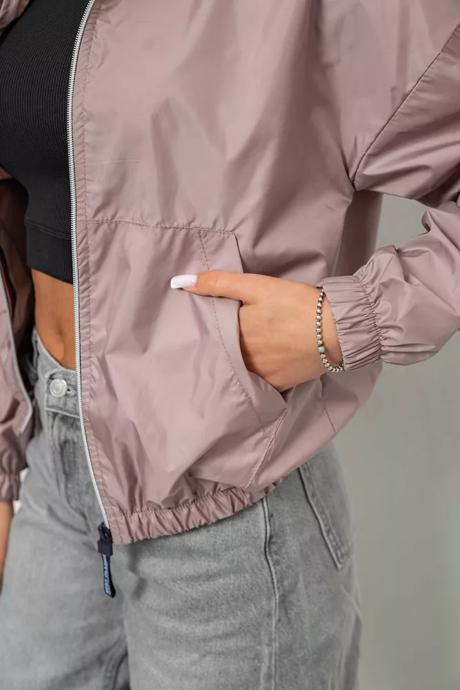 Купити Вітровка жіноча однотонна без підкладки, колір мокко, 257R362 - Фото №5