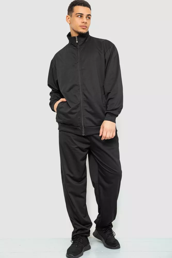 Купити Спорт чоловічий костюм, колір чорний, 244R978 - Фото №1