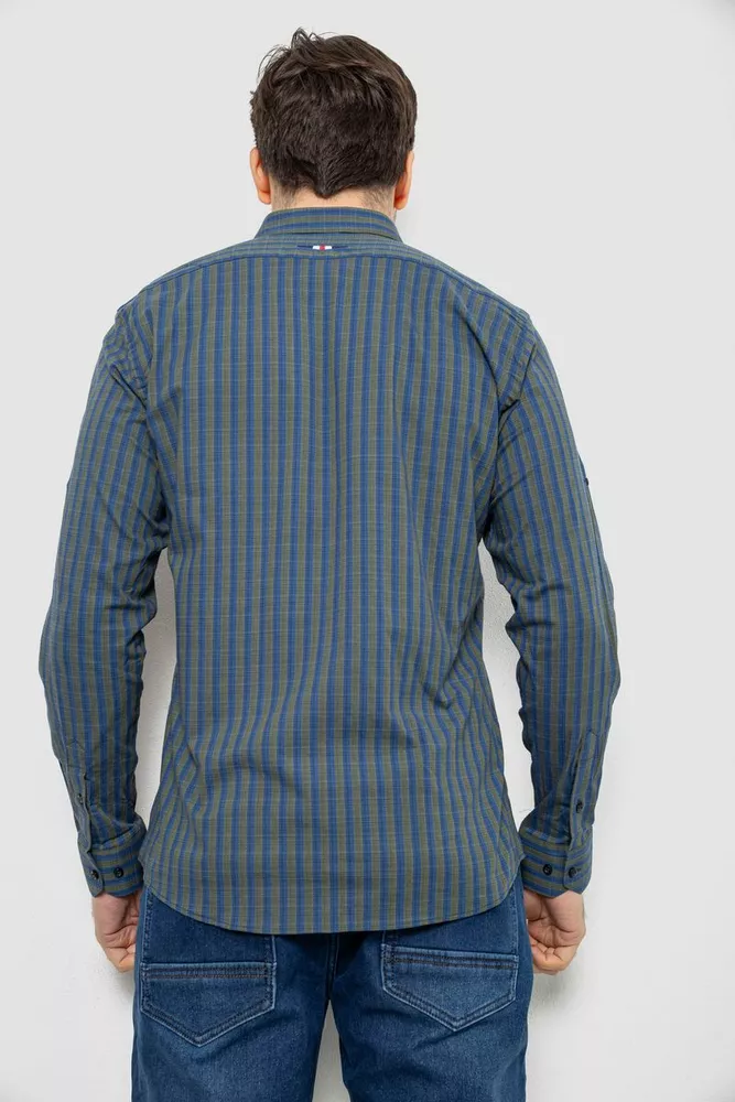 Купить Рубашка мужская в полоску, цвет сине-зеленый, 186RM01 - Фото №4