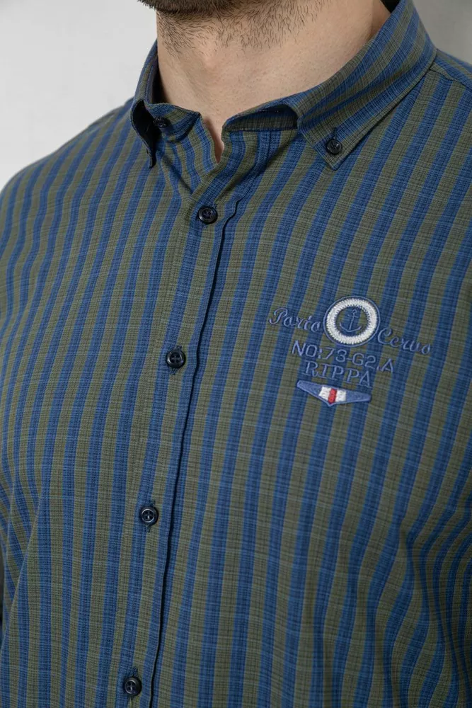 Купить Рубашка мужская в полоску, цвет сине-зеленый, 186RM01 - Фото №5
