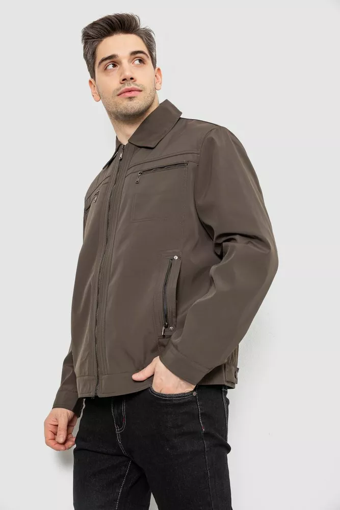 Купить Куртка мужская демисезонная однотонная, цвет хаки, 244R033B - Фото №3